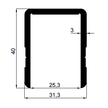Aluminium U-profiel 40x31x40x6000 mm